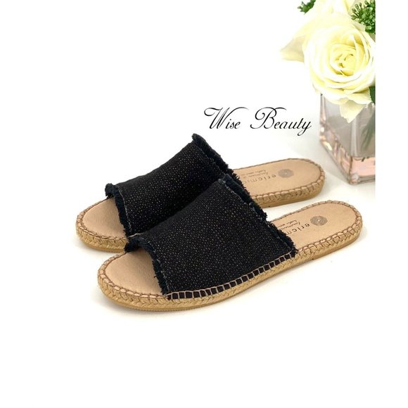 Eric Michael Olisa Espadrille Slide Sandals Womens Size 7.5 Shoe Euro 38 Black - Picture 3 of 12